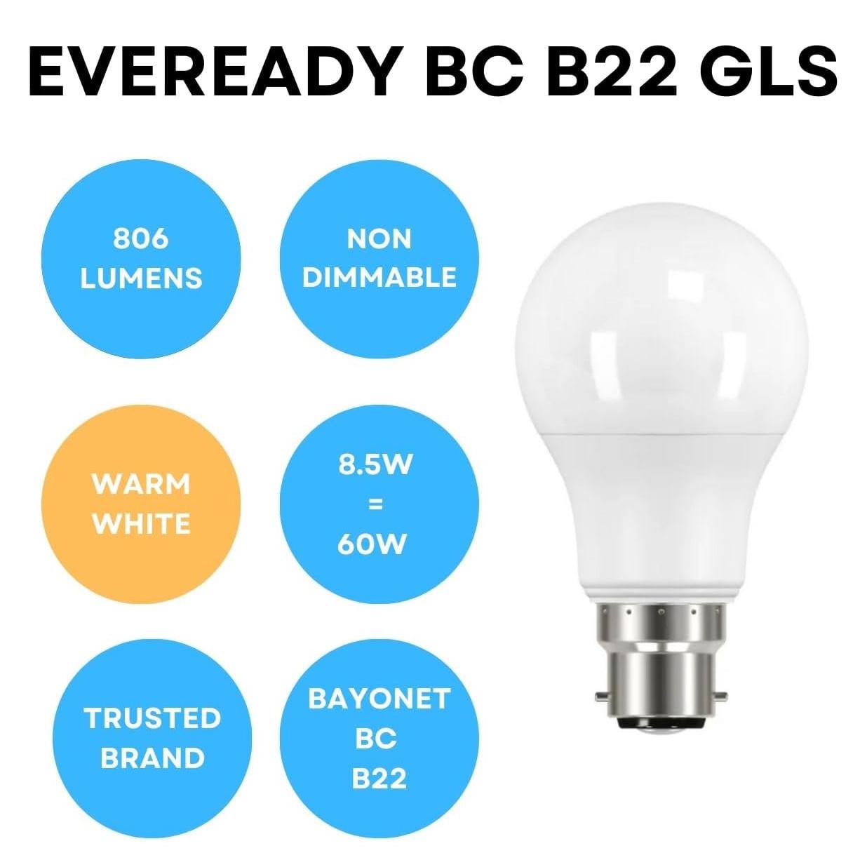 LED GLS B22 Lightbulb 8.8W (60W) Warm White – Energy Saving