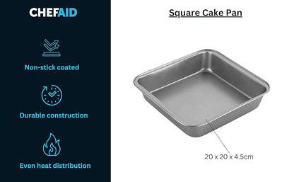 Square Baking Tin 20 × 20 × 4.5 cm – Non-Stick Carbon Steel