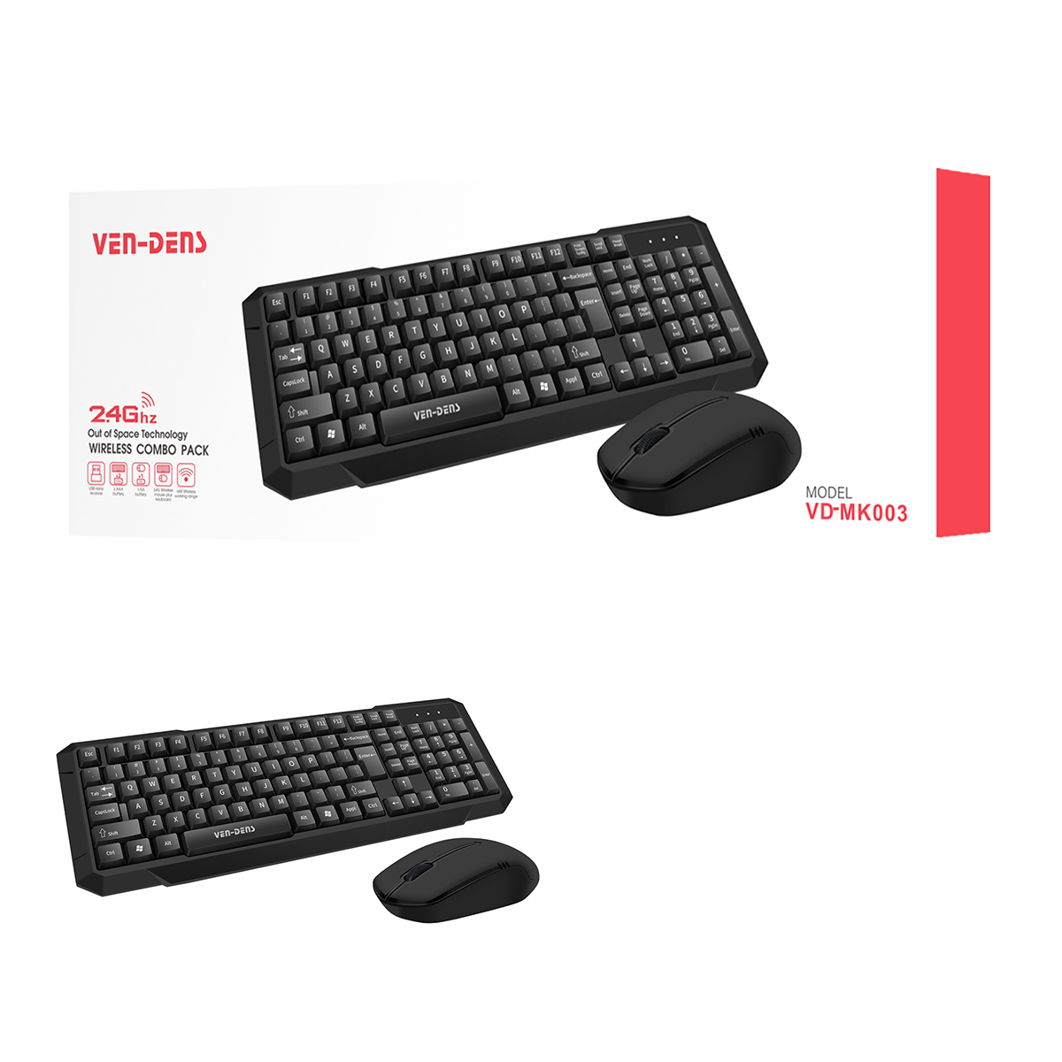 Wireless Keyboard & Mouse Combo – 2.4GHz, Long Range, PC & Laptop Use