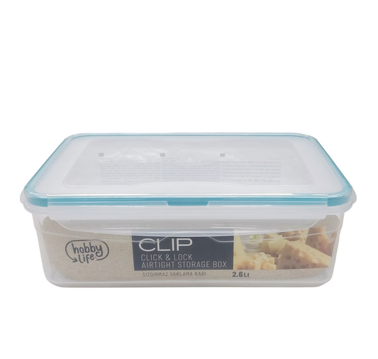 Hobby Life Clip Click & Lock Airtight Storage Box 2.6L Clear Food Container Stackable Organization Bin