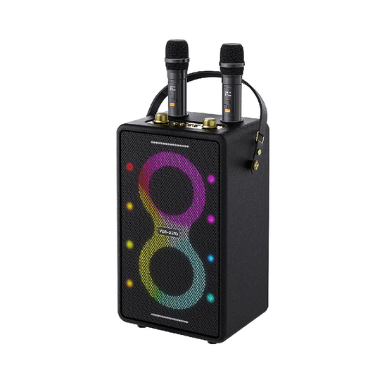 Portable Karaoke Speaker – 2 Wireless Mics, Water Resistant, TWS, Long Battery