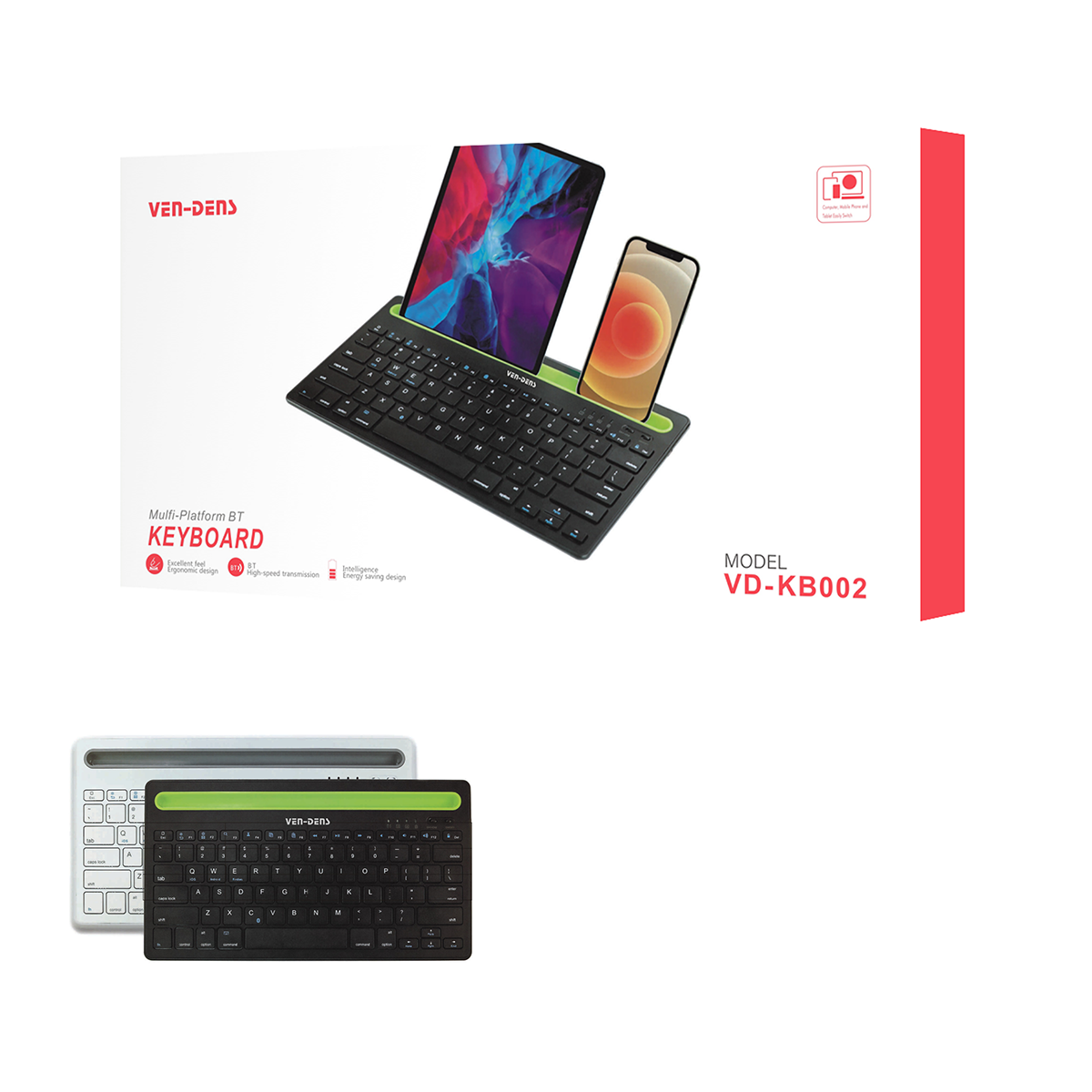 Multi-Platform Wireless Keyboard – Slim Ergonomic Design, Quiet Typing, Bluetooth