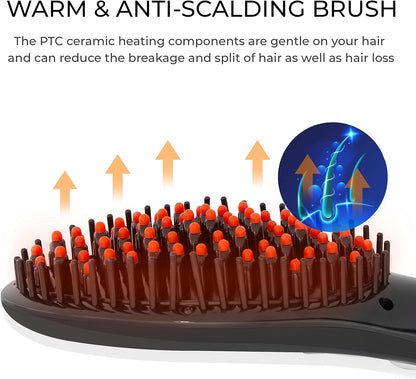 Advanced Hair Straightening Brush – Anti-Static, Adjustable Temperature, Quick Styling