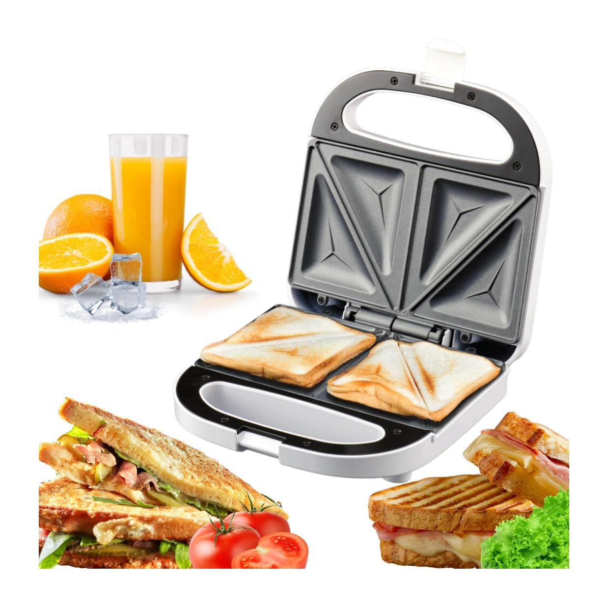 2-Slice Sandwich & Toastie Maker – 750 W, Non-Stick Plates, Cool-Touch Handle
