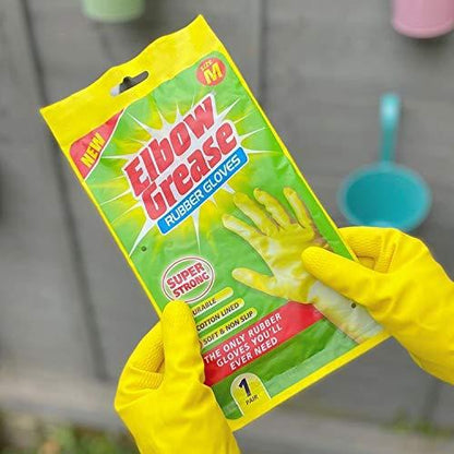 Rubber Gloves Cotton Lined – Extra Strong, Non-Slip, Medium/Large, 1 Pair
