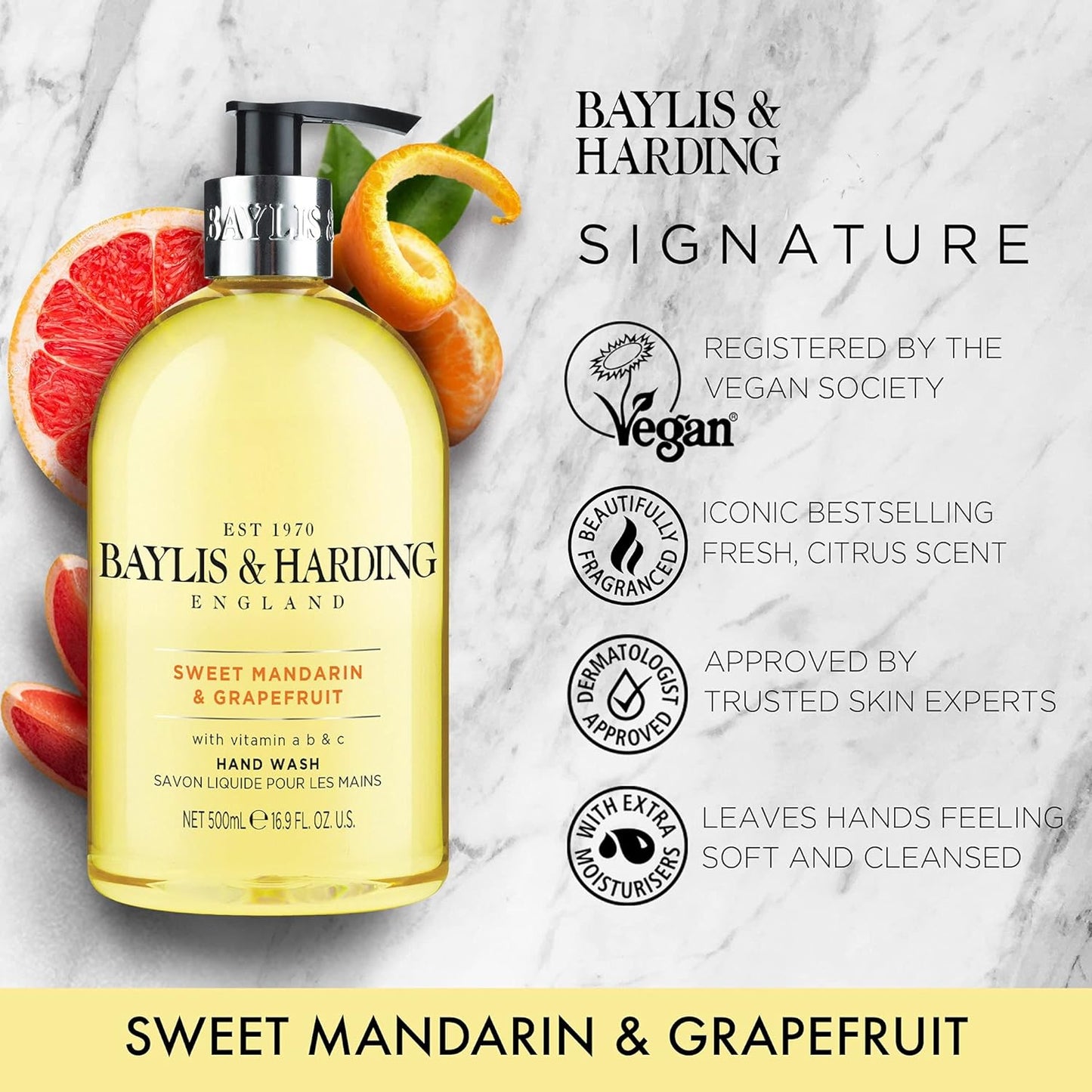 Sweet Mandarin & Grapefruit Hand Wash – 500ml Refreshing & Moisturising
