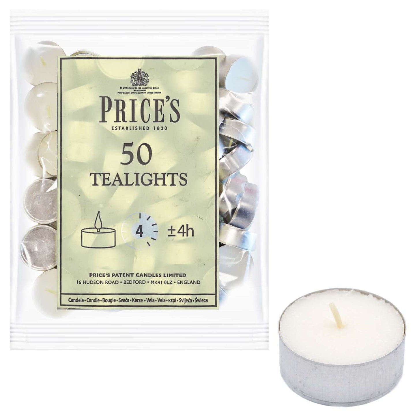 50 Tealight Candles – 4 Hour Burn, Smokeless, Long Lasting