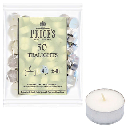 50 Tealight Candles – 4 Hour Burn, Smokeless, Long Lasting