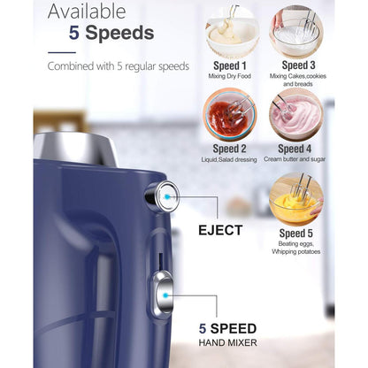 Liraip Hand Mixer Electric Whisk With 5 Speed Handheld Mixer for Whipping,Mixing Cookies,Brownies,Cakes and Dough with 4 Accessories Hand Mixer