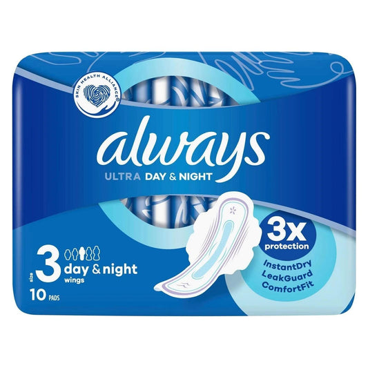 Ultra Day & Night Pads with Wings (Size 3) – Pack of 10