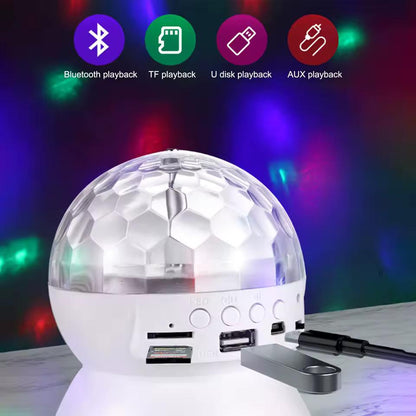 Portable Bluetooth Speaker with RGB Lights & 360° Crystal Ball Effect