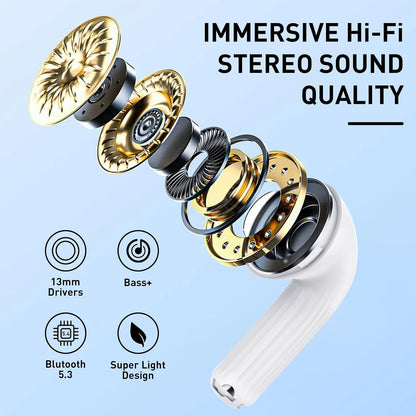 True Wireless Earbuds – Bluetooth 5.4, Deep Bass, 28h Playtime