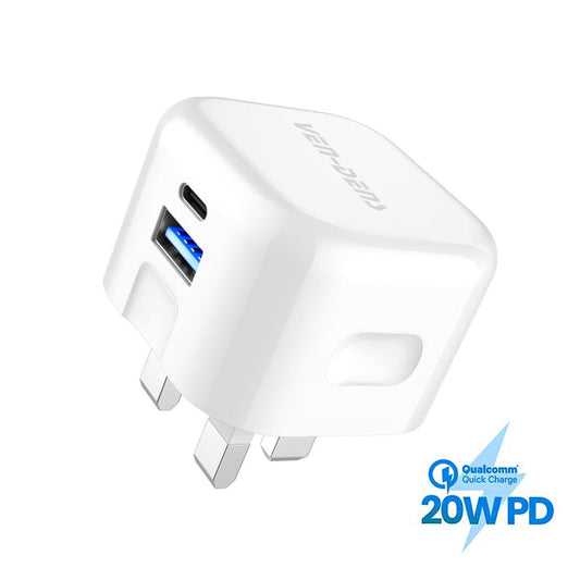 20W Dual-Port USB-C Charger – Fast, Fire-Retardant Design