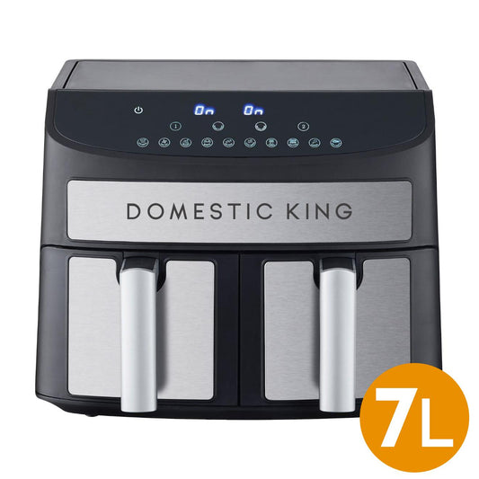 7L Dual Basket Air Fryer – 2400W, 10 Presets, Smart Sync Finish