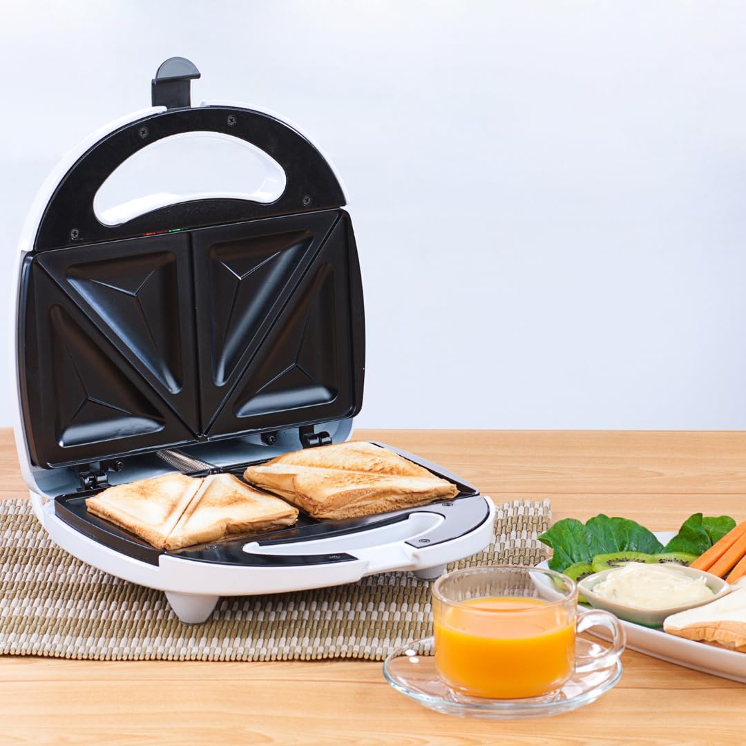 2-Slice Sandwich & Toastie Maker – 750 W, Non-Stick Plates, Cool-Touch Handle