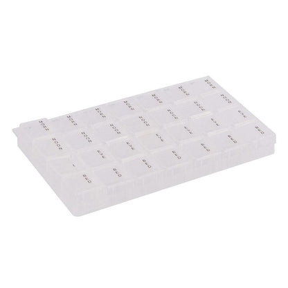 Large Weekly Pill Box Organiser – 7 Day, 28 Compartments, Transparent