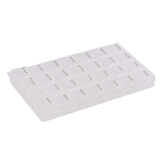 Large Weekly Pill Box Organiser – 7 Day, 28 Compartments, Transparent