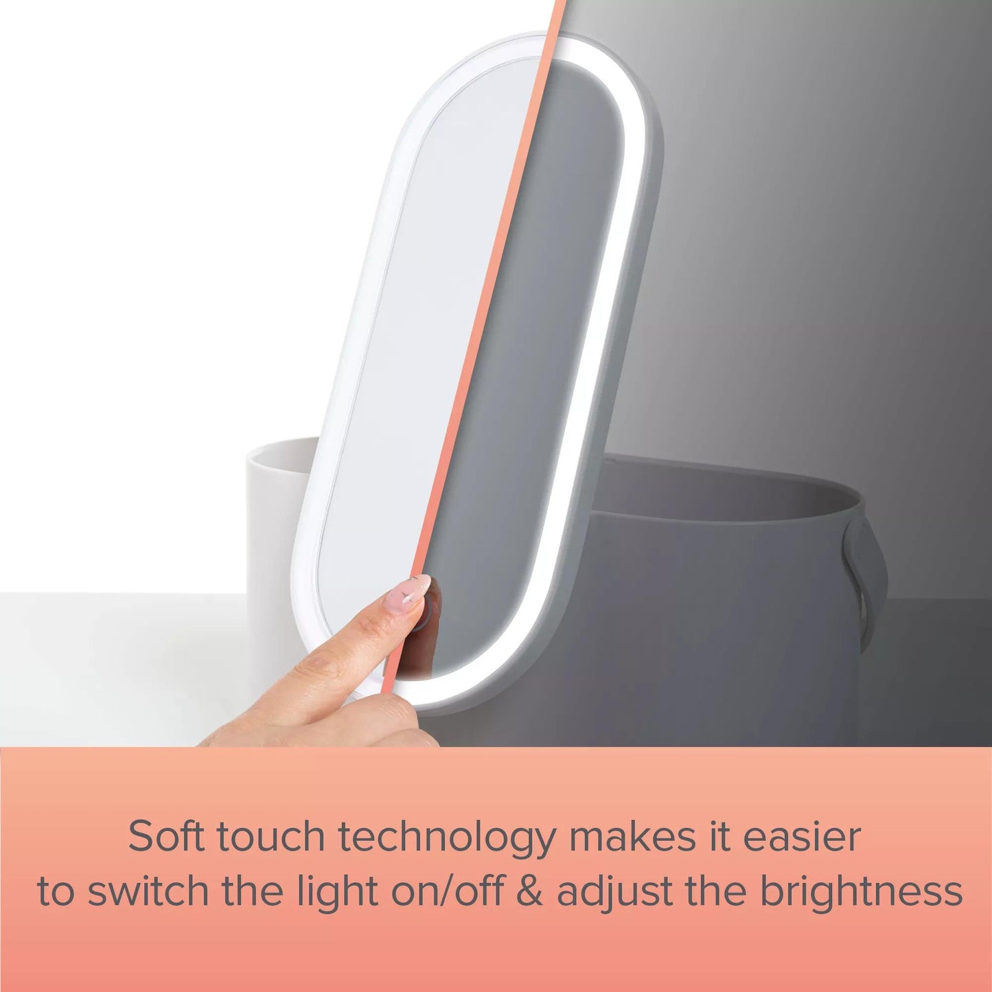 Portable LED Cosmetic Storage Case – Mirror, Dimming, USB Rechargeable