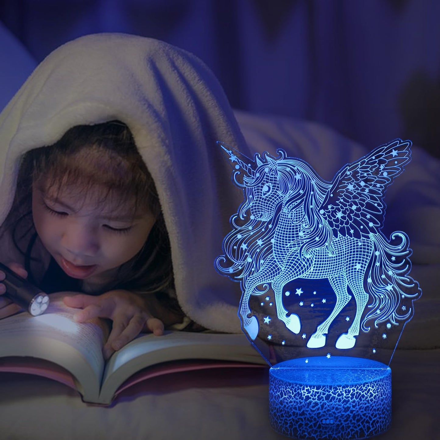 3D Unicorn LED Night Light – Remote & Touch Control, 16-Color Changing