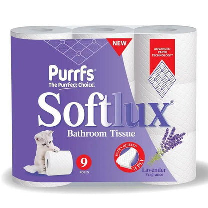 Purrfs Softlux White Toilet Paper 45 Rolls Pack of 5 x 9 Rolls 3 Ply Luxury Premium Quality Perfect Clean Soft Thick Toilet Papers for Kids Adults Wipes 45 Rolls disposable bathroom toilet paper & wipes