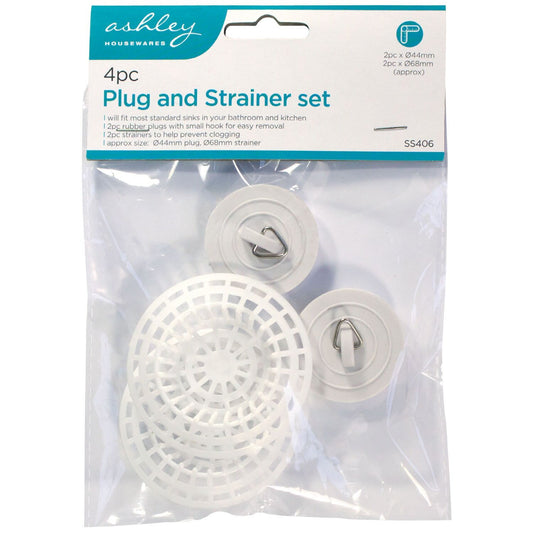 Easy-Fit Sink Plugs & Strainers Set – 4 Pack