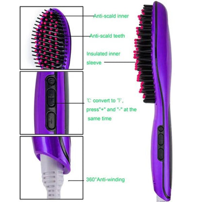 Advanced Hair Straightening Brush – Anti-Static, Adjustable Temperature, Quick Styling
