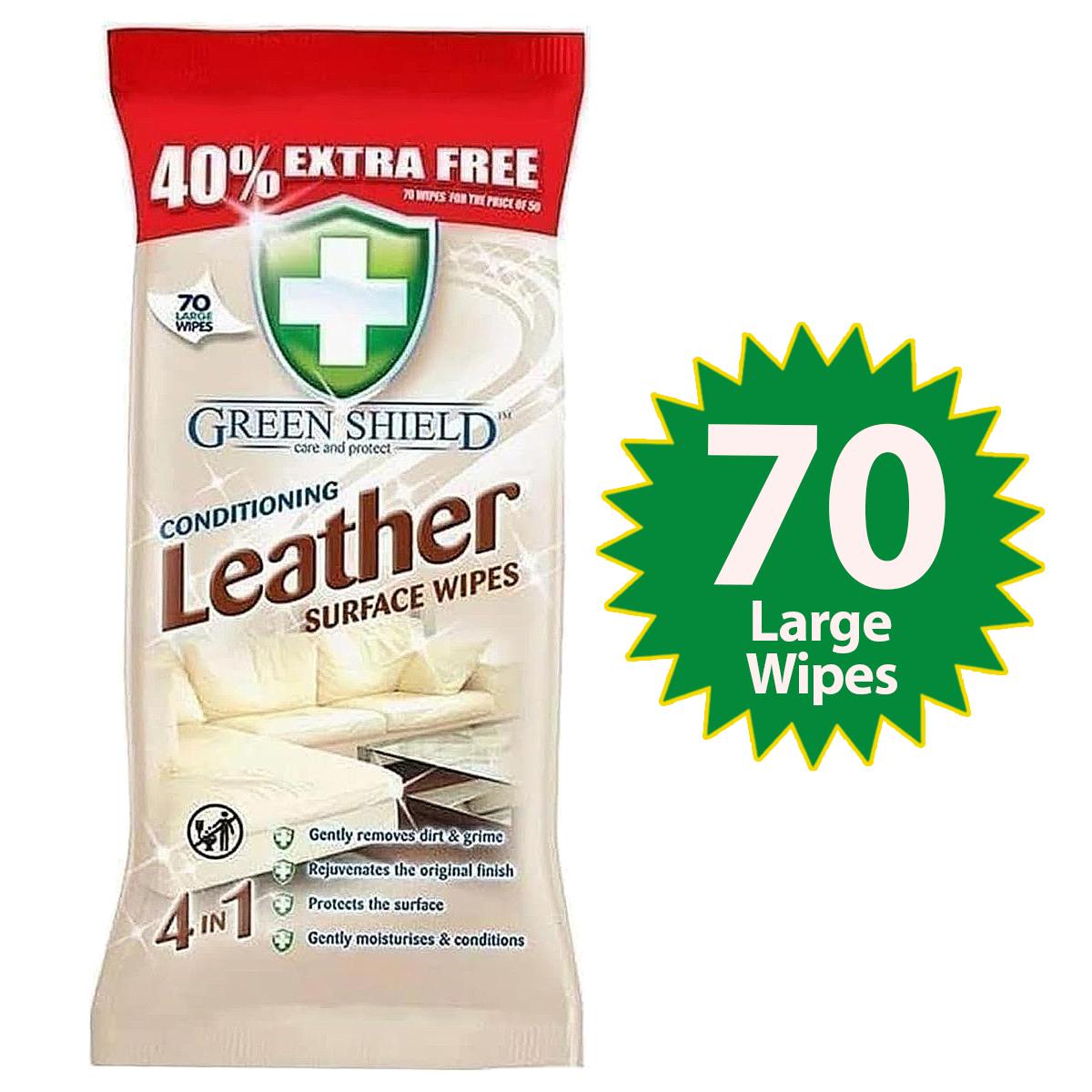 Leather Surface Wipes – 70 Pack, Conditioning & Cleaning for Furniture, Car & Shoes