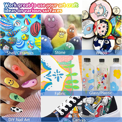 24 Colour Water Based Ink Acrylic Paint Brush Pens Set for Painting Crafts Sketching Ideal for Artists Beginners Adults Kids Gift Ready Colouring