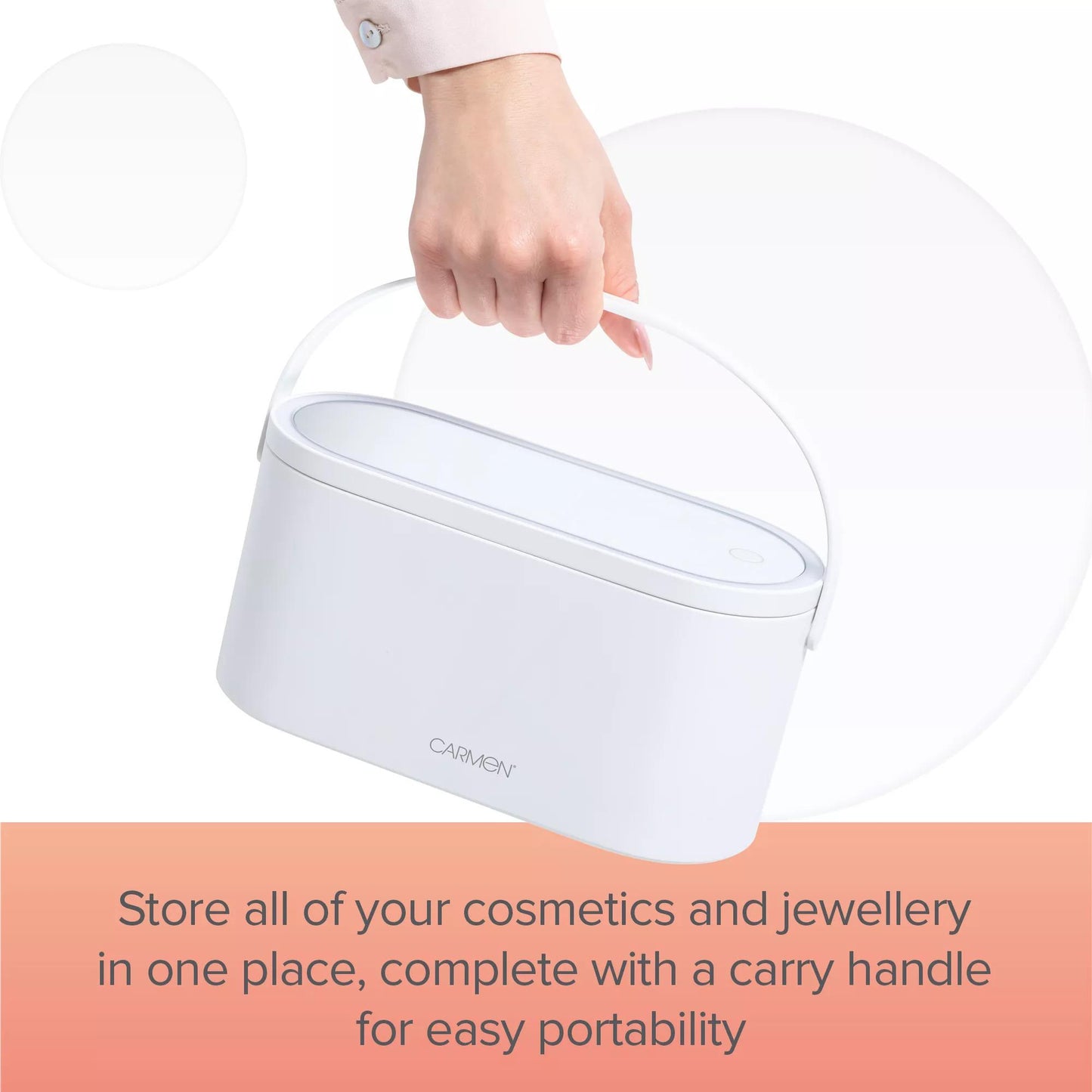 Portable LED Cosmetic Storage Case – Mirror, Dimming, USB Rechargeable