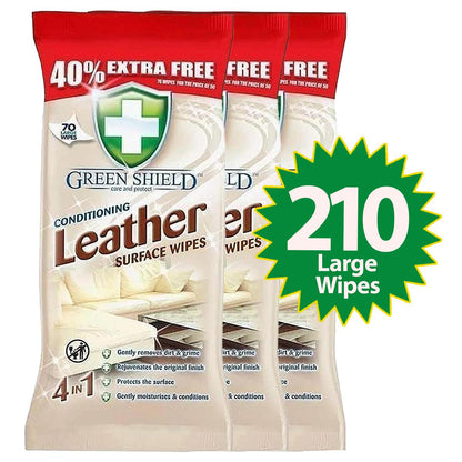 Leather Surface Wipes – 70 Pack, Conditioning & Cleaning for Furniture, Car & Shoes