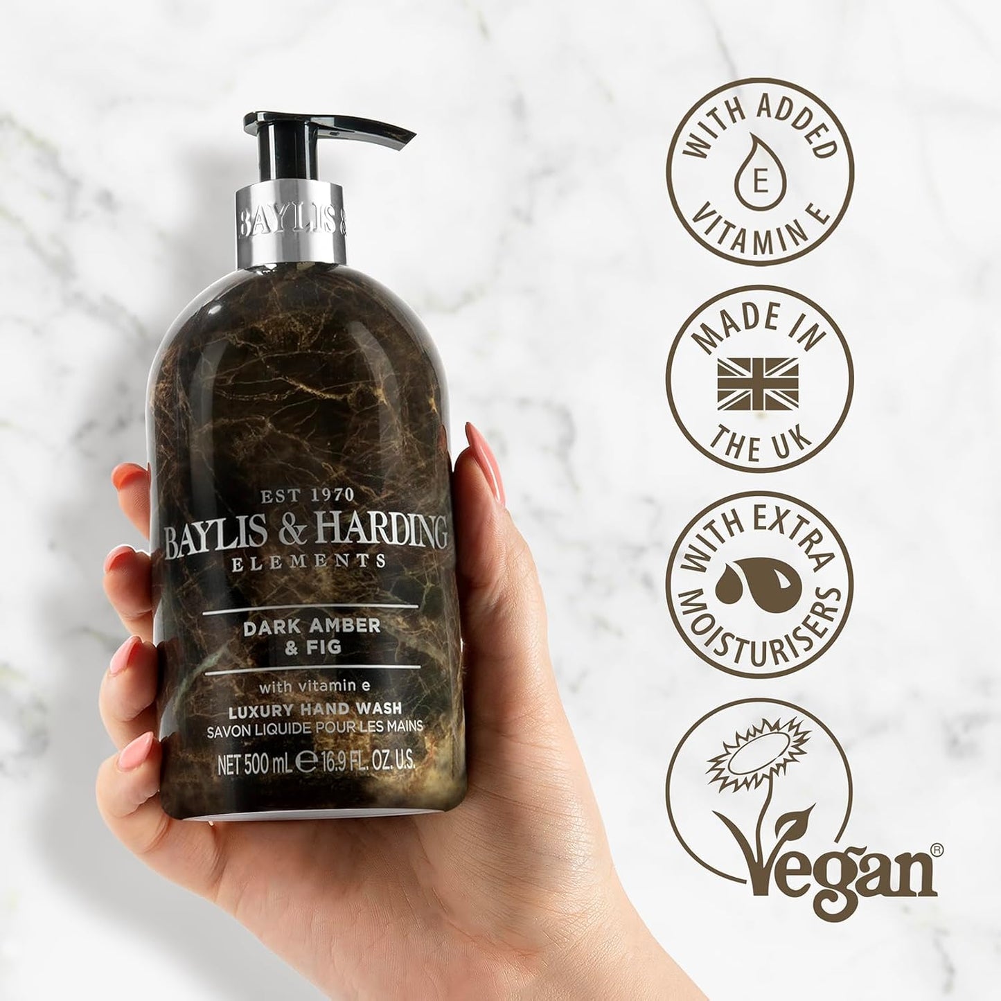 Dark Amber & Fig Hand Wash – 500ml Gentle & Vegan Friendly
