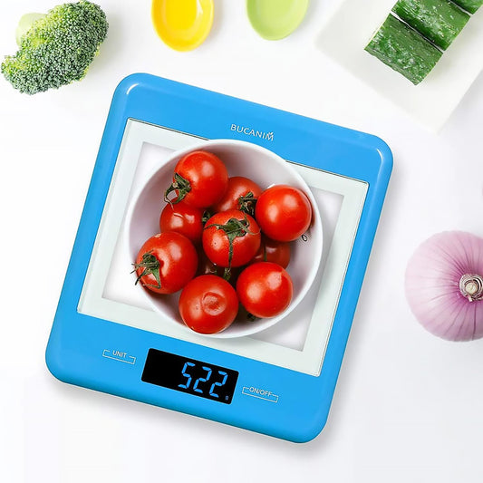 5kg Digital Kitchen Scale – Tempered Glass, LED Display, Stand-Up Design