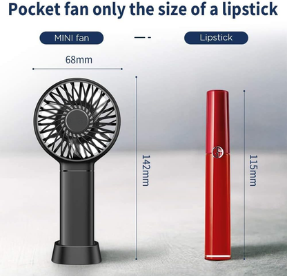 Rechargeable Handheld Mini Pocket Fan – USB Powered, Portable Cooling