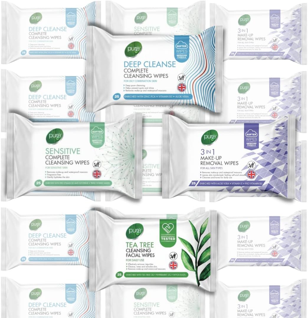 Tea Tree Facial Cleansing Wipes – 25 Pack, Daily Use & Makeup Remover