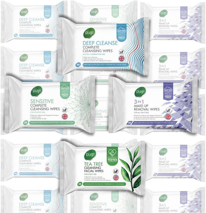Tea Tree Facial Cleansing Wipes – 25 Pack, Daily Use & Makeup Remover