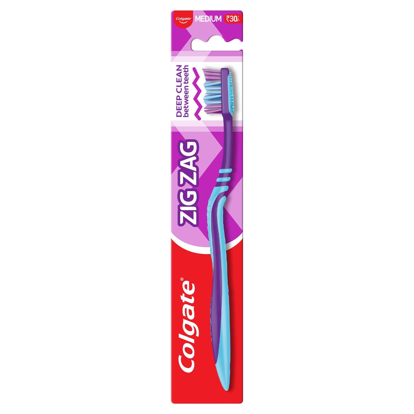 Zigzag+ Anti-Bacterial Toothbrush – Medium Bristle, Compact Head, Multicolour