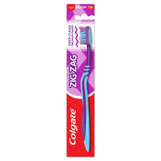 Zigzag+ Anti-Bacterial Toothbrush – Medium Bristle, Compact Head, Multicolour