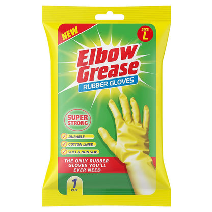 Rubber Gloves Cotton Lined – Extra Strong, Non-Slip, Medium/Large, 1 Pair