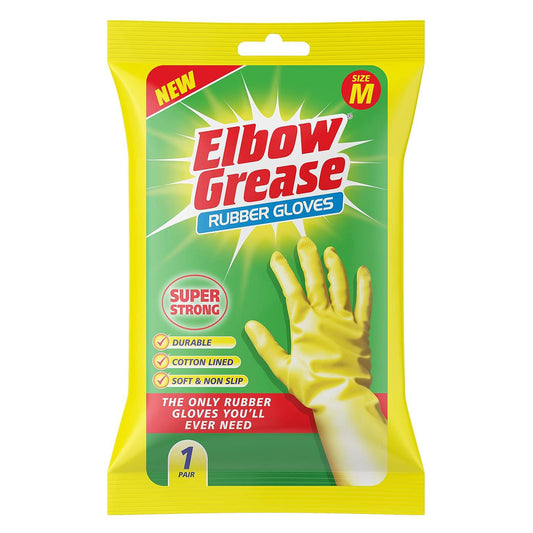 Rubber Gloves Cotton Lined – Extra Strong, Non-Slip, Medium/Large, 1 Pair