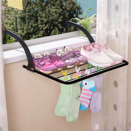 Ashley 5 Bar Black Radiator Airer, Space-Saving Clothes Drying Rack, Compact Radiator Airer for Laundry, Hanging Dryer Stand, Black Metal Airer Stand