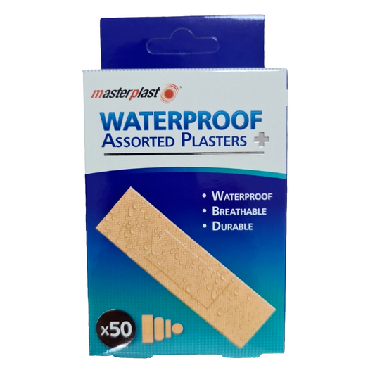 Waterproof Assorted Plasters - Breathable, Durable, 50 Pack