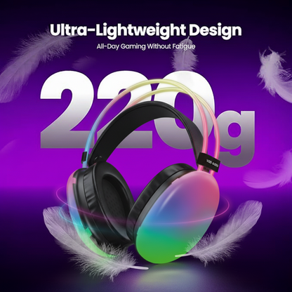 Wireless Headphones with RGB Lights, Built-in Mic, 6-8H Playtime