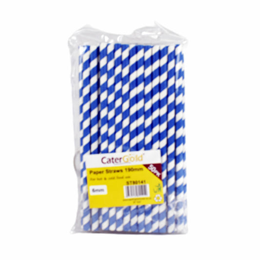 CarterGold 6mm x 190mm Paper Straws, 50 Pack - Environmentally Friendly, Biodegradable, for Parties, Events, Cocktails, Birthday, Wedding