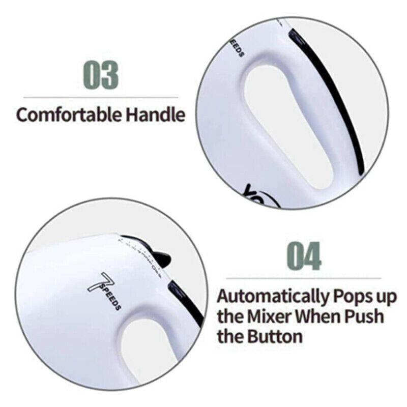 Electric Hand Mixer – 7 Speeds, 4 Attachments for Whisking & Baking