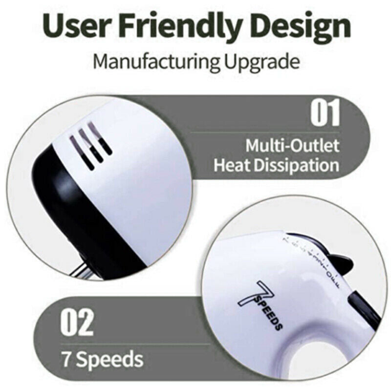 Electric Hand Mixer – 7 Speeds, 4 Attachments for Whisking & Baking