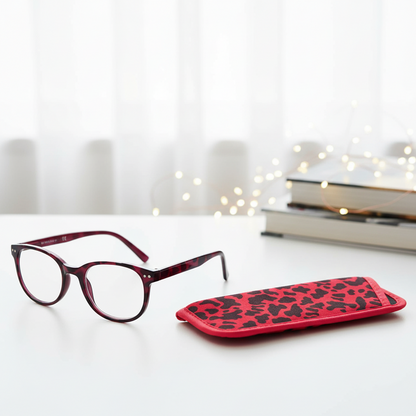 Animal Print Reading Glasses +2.00 +2.50 +3.00 Stylish Eyewear with Case