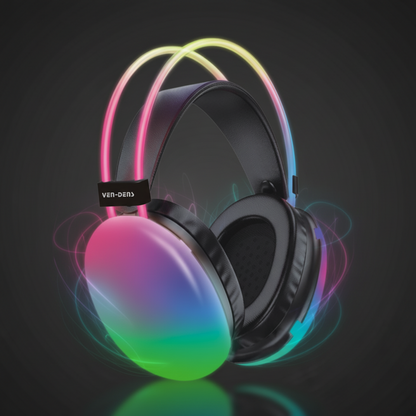Wireless Headphones with RGB Lights, Built-in Mic, 6-8H Playtime