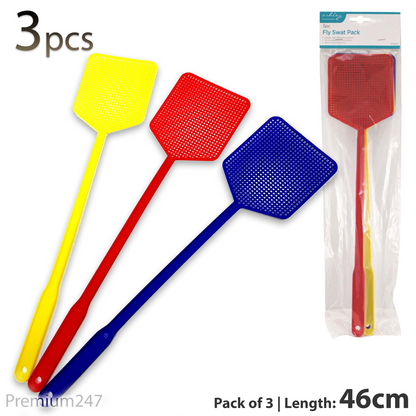 3-Pack Fly Swatters – Long-Reach, Durable Plastic