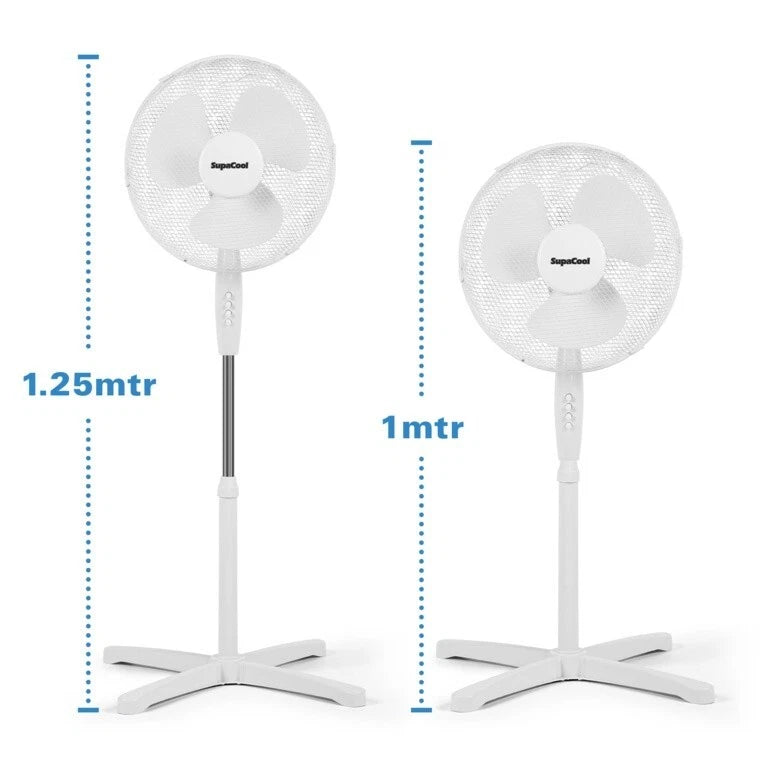 16” Portable Oscillating Pedestal Fan – 3 Speed Adjustable Cooling, White