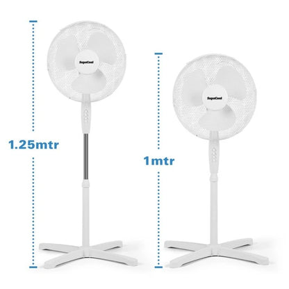 16” Portable Oscillating Pedestal Fan – 3 Speed Adjustable Cooling, White